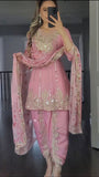Faux Georgette With Heavy Embroidery 5mm Sequence Work With Sleeve Salwar Kameez