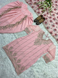 Faux Georgette With Heavy Embroidery 5mm Sequence Work With Sleeve Salwar Kameez