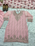 Faux Georgette With Heavy Embroidery 5mm Sequence Work With Sleeve Salwar Kameez