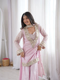 PARTY WEAR  4 PIECE REAL MIRROR AND EMBROIDERY WORKED BLOUSE-TOP, PLAZZO WITH DUPATTA