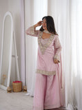 PARTY WEAR  4 PIECE REAL MIRROR AND EMBROIDERY WORKED BLOUSE-TOP, PLAZZO WITH DUPATTA