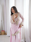 PARTY WEAR  4 PIECE REAL MIRROR AND EMBROIDERY WORKED BLOUSE-TOP, PLAZZO WITH DUPATTA