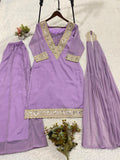 PARTY WEAR  4 PIECE REAL MIRROR AND EMBROIDERY WORKED BLOUSE-TOP, PLAZZO WITH DUPATTA