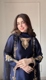 Designer Party Wear Heavy Natural Crep Silk With Moti Work  Farshi Salwar Kameez