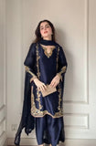 Designer Party Wear Heavy Natural Crep Silk With Moti Work  Farshi Salwar Kameez