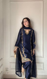 Designer Party Wear Heavy Natural Crep Silk With Moti Work  Farshi Salwar Kameez