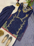 Designer Party Wear Heavy Natural Crep Silk With Moti Work  Farshi Salwar Kameez