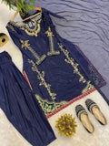 Designer Party Wear Heavy Natural Crep Silk With Moti Work  Farshi Salwar Kameez