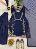 Designer Party Wear Heavy Natural Crep Silk With Moti Work  Farshi Salwar Kameez