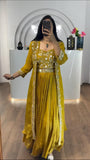 Latest Stylish Chinnon Silk Lehenga • Shrug• Blouse Set