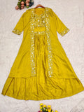 Latest Stylish Chinnon Silk Lehenga • Shrug• Blouse Set