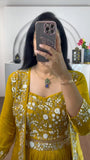 Latest Stylish Chinnon Silk Lehenga • Shrug• Blouse Set