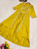 Latest Stylish Chinnon Silk Lehenga • Shrug• Blouse Set