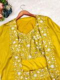 Latest Stylish Chinnon Silk Lehenga • Shrug• Blouse Set