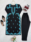 Roman silk with Soft Micro Cotton Lining with Thread work Co-Ord Set