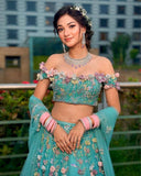 Faux Georgette with Designer Flower Work & Embroidery Sequins Work Lehenga Choli