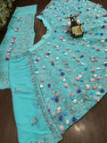 Faux Georgette with Designer Flower Work & Embroidery Sequins Work Lehenga Choli