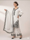 DESIGNER  FRANCH CRAPE SILK  TOP PLAZZO AND  DUPATTA  SET WITH EMBROIDERY WORKED