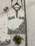 DESIGNER  FRANCH CRAPE SILK  TOP PLAZZO AND  DUPATTA  SET WITH EMBROIDERY WORKED