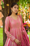 Designer Crunchy Silk Salwar Kameez With Heavy Embroidery Sequence Work