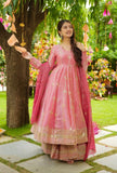 Designer Crunchy Silk Salwar Kameez With Heavy Embroidery Sequence Work