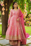 Designer Crunchy Silk Salwar Kameez With Heavy Embroidery Sequence Work