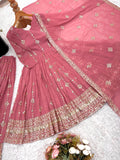 Designer Crunchy Silk Salwar Kameez With Heavy Embroidery Sequence Work