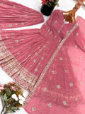 Designer Crunchy Silk Salwar Kameez With Heavy Embroidery Sequence Work