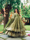 Designer Crunchy Silk Salwar Kameez With Heavy Embroidery Sequence Work