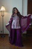 DEIGNER EMBROIDERED PEPLUM TOP WITH PLAZZO PAIR FROM LOOMEERA