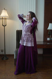 DEIGNER EMBROIDERED PEPLUM TOP WITH PLAZZO PAIR FROM LOOMEERA