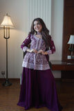DEIGNER EMBROIDERED PEPLUM TOP WITH PLAZZO PAIR FROM LOOMEERA