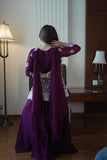 DEIGNER EMBROIDERED PEPLUM TOP WITH PLAZZO PAIR FROM LOOMEERA