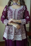 DEIGNER EMBROIDERED PEPLUM TOP WITH PLAZZO PAIR FROM LOOMEERA