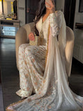 New Designer Party Wear Look Pure Glass Satin Top & Farshi Palazzo With Dupatta set