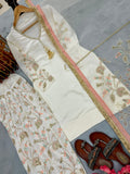 New Designer Party Wear Look Pure Glass Satin Top & Farshi Palazzo With Dupatta set