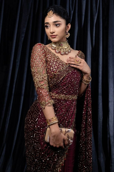 Premium Kasturi Silk Georgette Embellished With Beautiful Fancy Dori Zari & Sequins Work SAREE