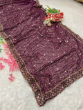 Premium Kasturi Silk Georgette Embellished With Beautiful Fancy Dori Zari & Sequins Work SAREE