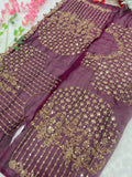 Premium Kasturi Silk Georgette Embellished With Beautiful Fancy Dori Zari & Sequins Work SAREE