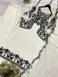 Latest Faux Georgette Embroidery And Sequence Work Top Pant With Dupatta