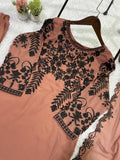 Latest Faux Georgette Embroidery And Sequence Work Top Pant With Dupatta