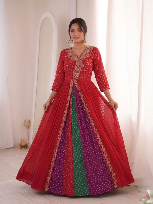 Faux Georgette with Designer Embellishment Embroidery work Beautiful Gown
