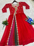 Faux Georgette with Designer Embellishment Embroidery work Beautiful Gown