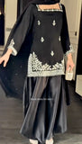 Heavy Natural Crep with Intricate Thread with Sequence work