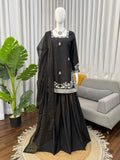 Heavy Natural Crep with Intricate Thread with Sequence work