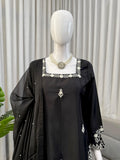 Heavy Natural Crep with Intricate Thread with Sequence work