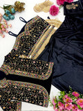 Party Wear Ready To Wear Saree With Jacket With  Heavy Diamond Satin Silk With Multi Thread Embroidery