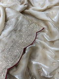 Designer Soft Jimmy Chu Silk Saree With Sequance and Zari Embroidery Work