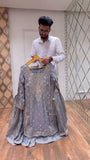New Designer Party Wear Look Pur Chinon Silk Top Plazzo & Dupatta Set