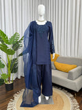 Natural crep with Soft Micro Cotton Lining with Thread with Sequence Work Salwar Kameez